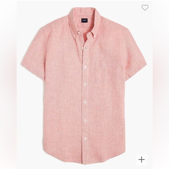 J crew Short-sleeve linen-blend shirt Seasoned Red Houndstooth - Picture 3 of 4